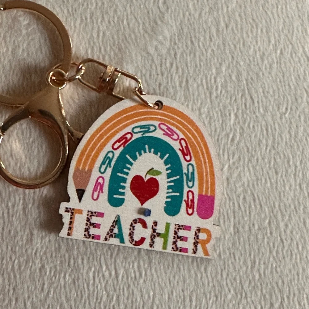 Keychain Teacher bag charm new with multi color fringe tassel